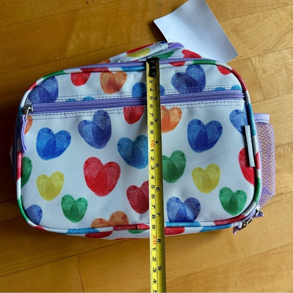 Travelers Club HEARTS Insulated Lunch Cooler Bag, Rainbow, White, Purple, 10 in - Picture 15 of 17